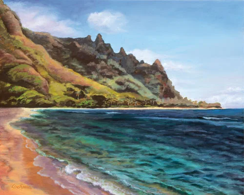 Below Makana Peak Tunnels Beach by Terry Lockman