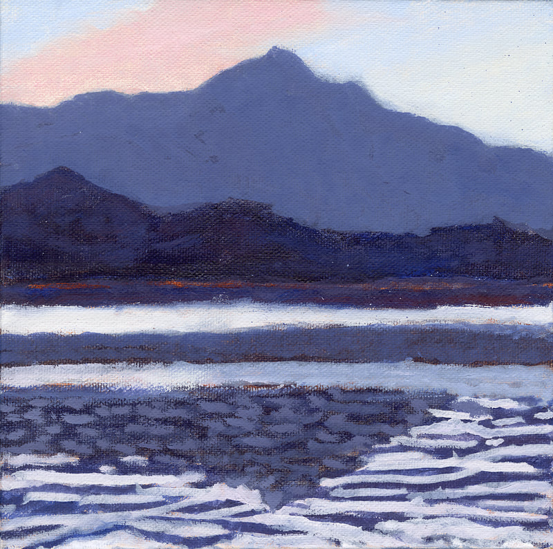 Twilight on Mt Tam from Tiburon II, 8x8, Available